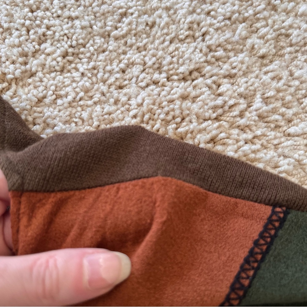 Naulover Corte Ingles Faux Suede Patxhwork Sweater Size Medium Vintage Brown‎ - Picture 8 of 9